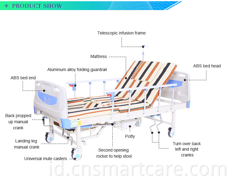 CE ISO Multi Functions Rumah Sakit Pasien Tempat Tidur Perawatan di Rumah Dengan Harga Terbaik